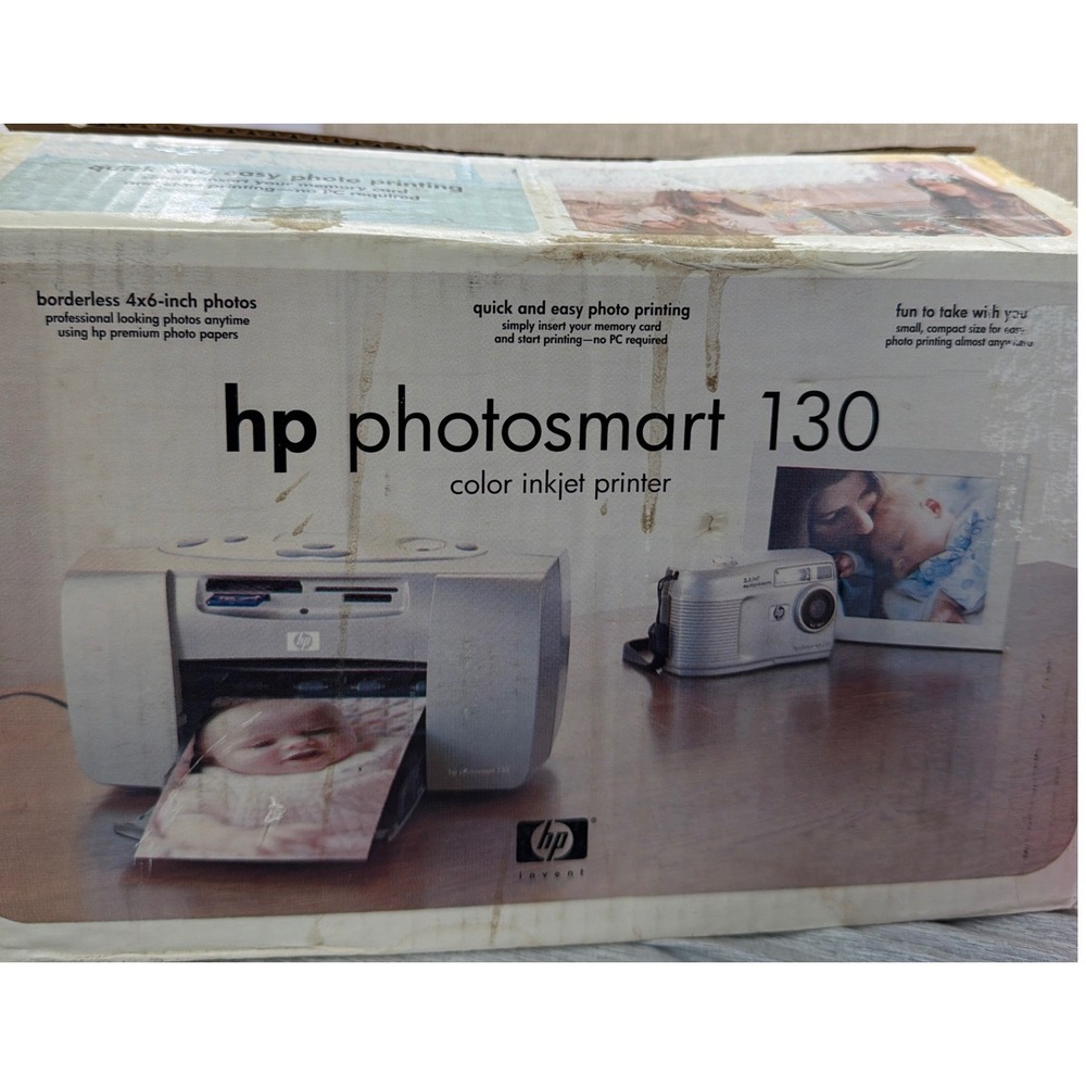 HP Photosmart 130 Color Inkjet Printer C8443A Portable 4x6 Photo Printer New Box